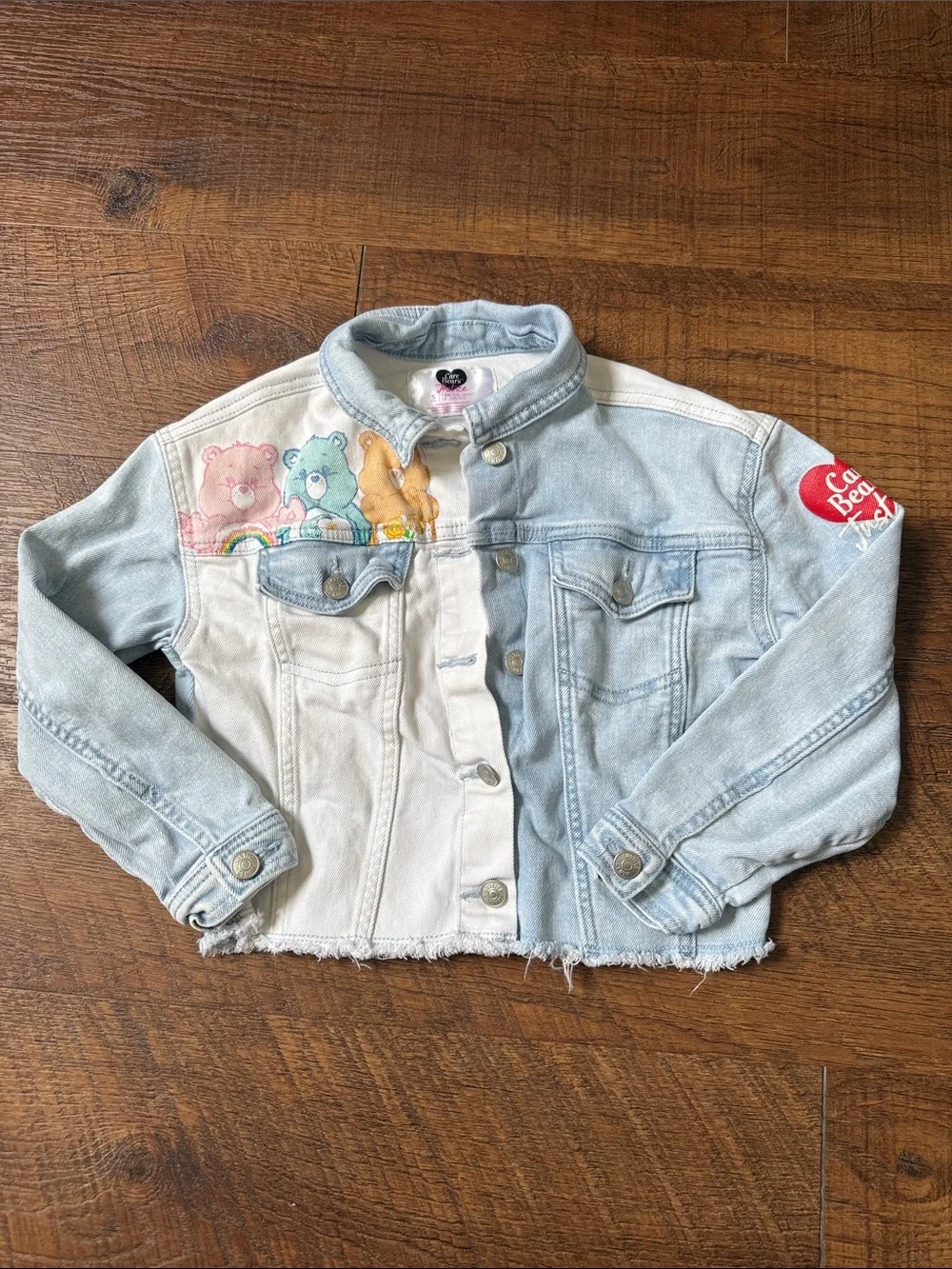 Justice x Care Bears Girls Cropped Denim Jacket Size 7/8